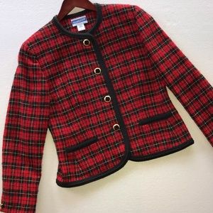 Red & Black Plaid Pendleton Wool 6 Petite Jacket